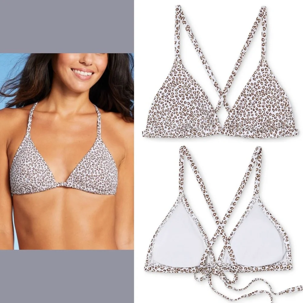NWT Xhilaration Leopard Ribbed Top [ M‎ ] + String Bikini Bottom [ S ]